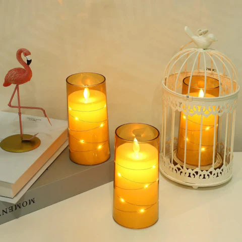 BowLift | LED Ambient Candle Lights | Realistic Flame Aura, Customizable Brightness & Timer Settings for Home Decor and Events