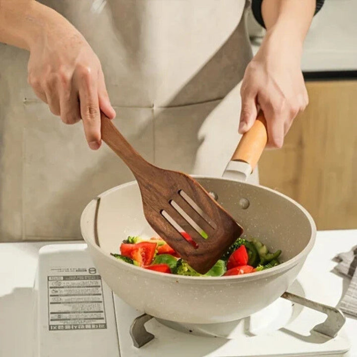 BowLift | Wooden Cooking Utensils Set Teak Non Stick