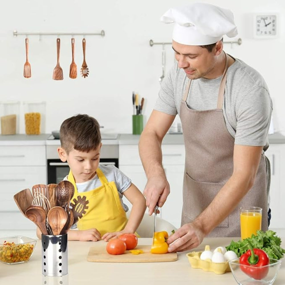BowLift | Wooden Cooking Utensils Set Teak Non Stick