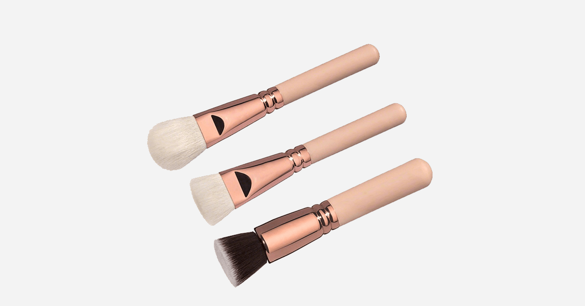 BowLift | Princess Makeup Brush Set with 8 Pieces in Rose Gold and Beige Handles - Makes you look and feel like a princess!