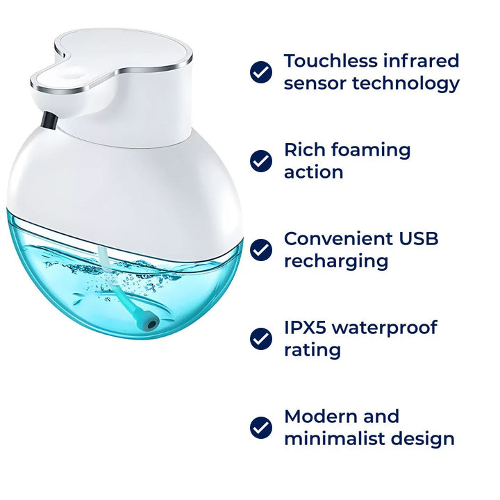 PureFoam | Touchless Foam Soap Dispenser – Infrared Sensor – IPX5 Waterproof – USB Rechargeable Hygiene Bowlift