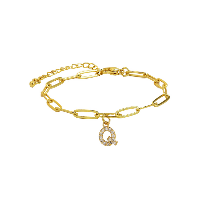 BowLift | Dainty Paperclip Letter Initial Bracelet