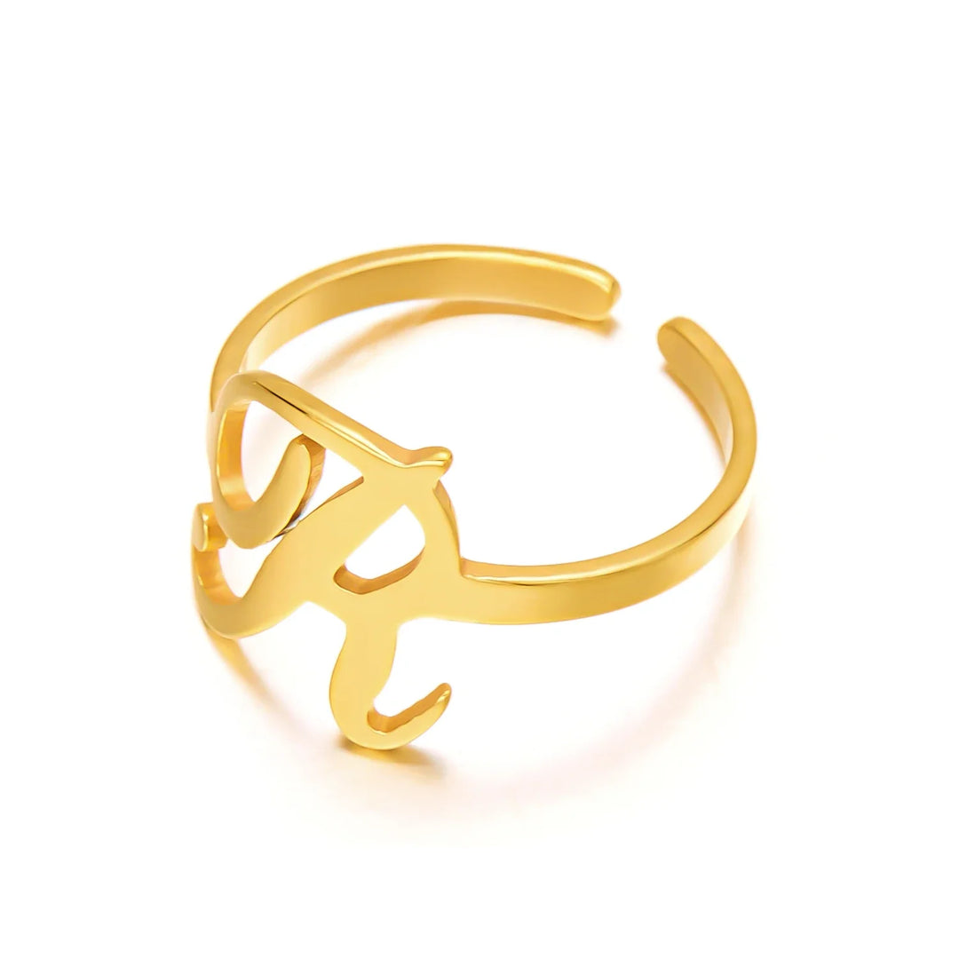 BowLift | Adjustable Italic Cursive Letter Initial Ring