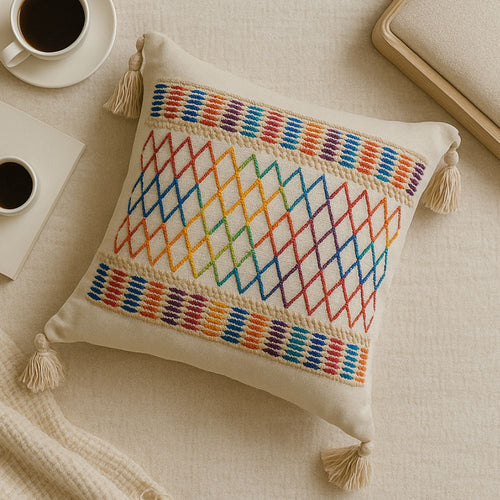 BowLift | Rainbow Lattice Tassel Cushion Cover