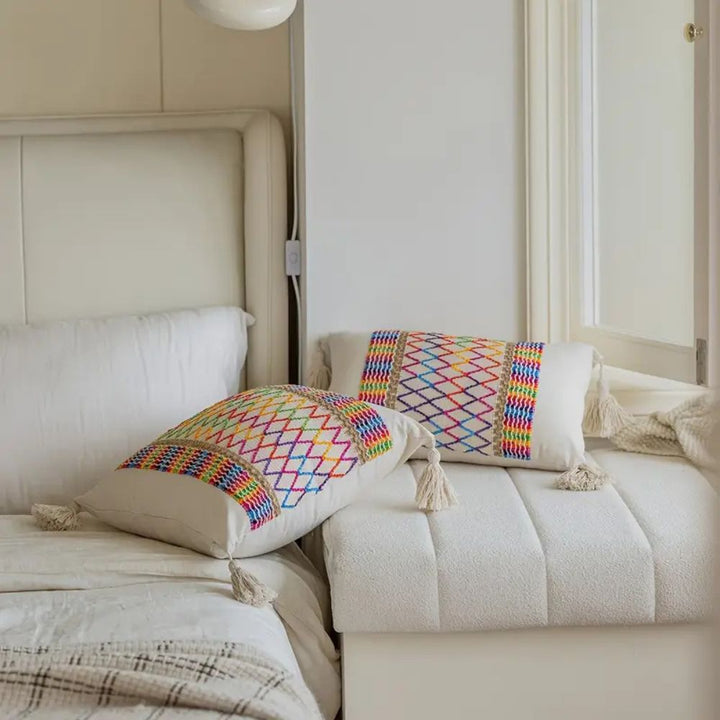 BowLift | Rainbow Lattice Tassel Cushion Cover
