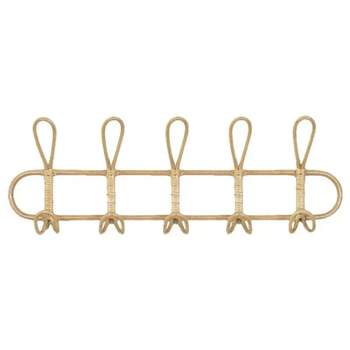 Rattan Wall Hanger with 5 Hooks for Coats, Bags and Towels | Bowlift