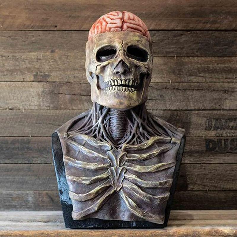 BowLift | GruesomeHead Halloween mask – Realistic Skeleton Mask with Brains for Adults