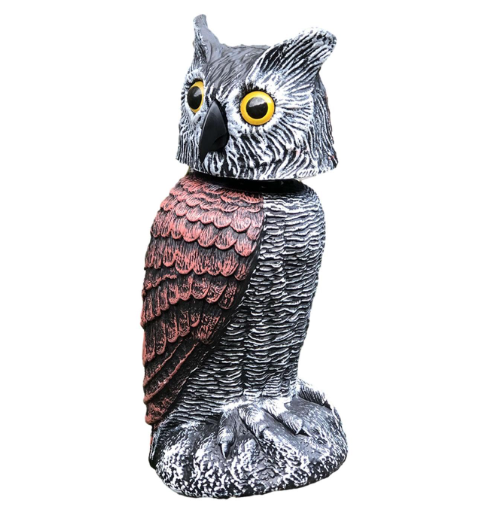 BowLift | EcoOwl Garden Scarecrow – 2 Pieces Realistic Owls with Wind-Driven Spinning Head