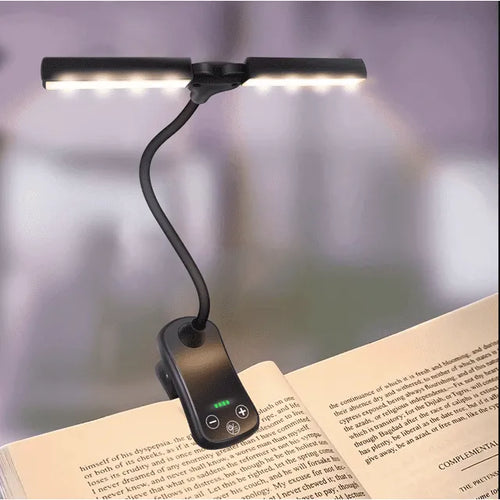 BowLift | Rechargeable book light for reading in bed, 3 colors & 5 brightness levels dimmable reading lamp with, 180° adjustable mini book light to clip on, lightweight, eye-friendly, black