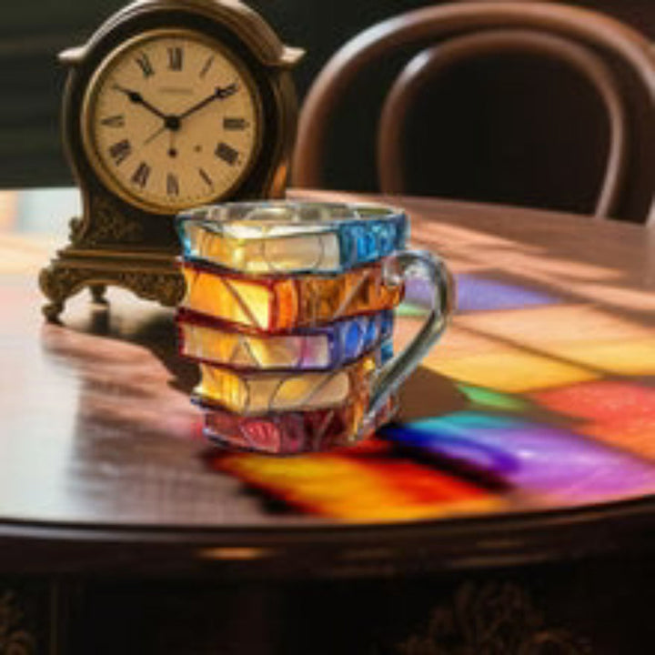 BowLift | Handmade 3D Glass Mug in the Shape of a Book – Artistic Mug for Coffee and Tea, 350 ml