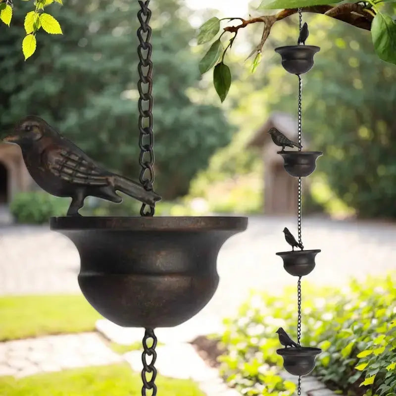 BowLift | Rain chain with bird bath – Attracts birds & makes rainy days beautiful