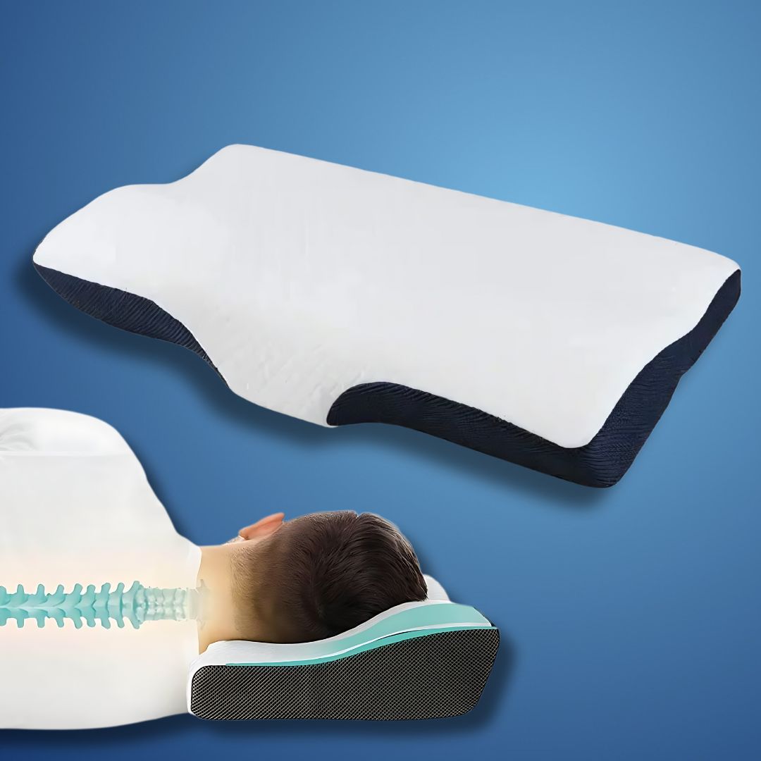 RestAlign Memory Foam Neck Support Pillow | Contoured Alignment for Neck Pain Relief and Improved Sleep Quality Bowlift