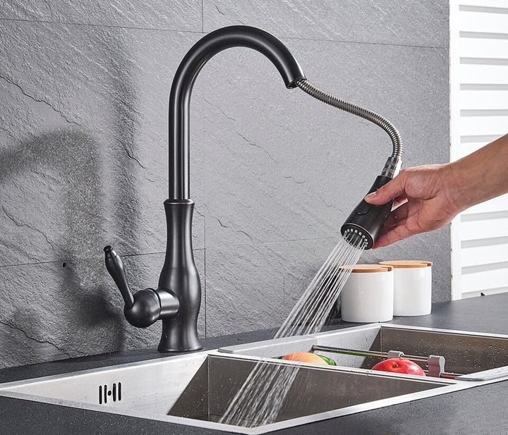 BowLift | Modern Pull-Out Kitchen Mixer Tap – Stainless Steel 360° Swivel with Extendable Spray Head