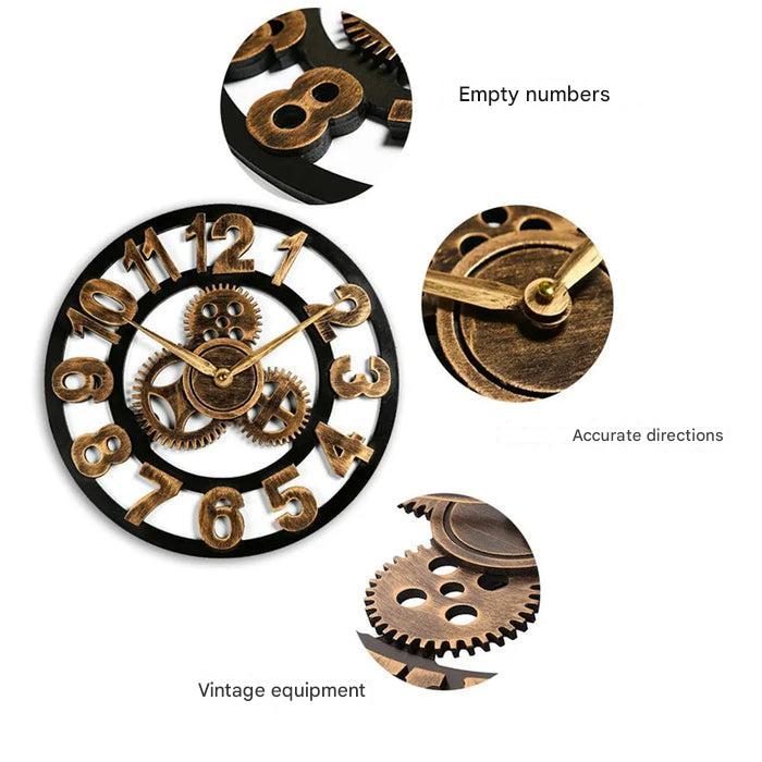 BowLift | Retro Industrial Wooden Wall Clock – Ironwood