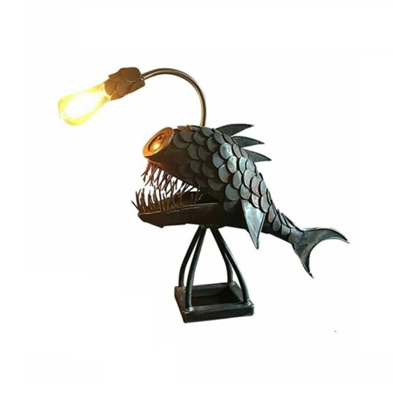 BowLift | Retro Table Lamp Anglerfish Light with Flexible Lamp Head Artistic Table Lamps for Home Bar Café Home Art Decorative Ornaments