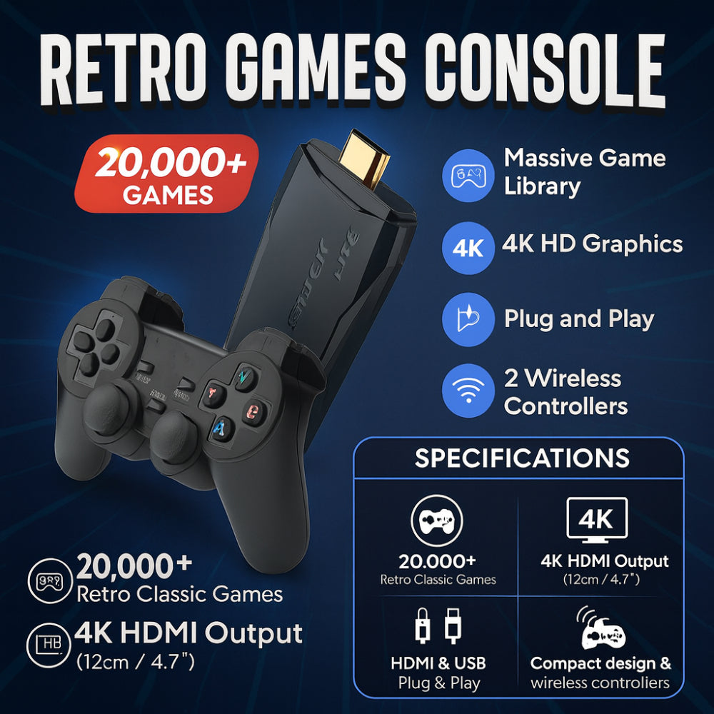 BowLift | Retro Gaming Console 4K Plug and Play System 20000 Classic Video Games
