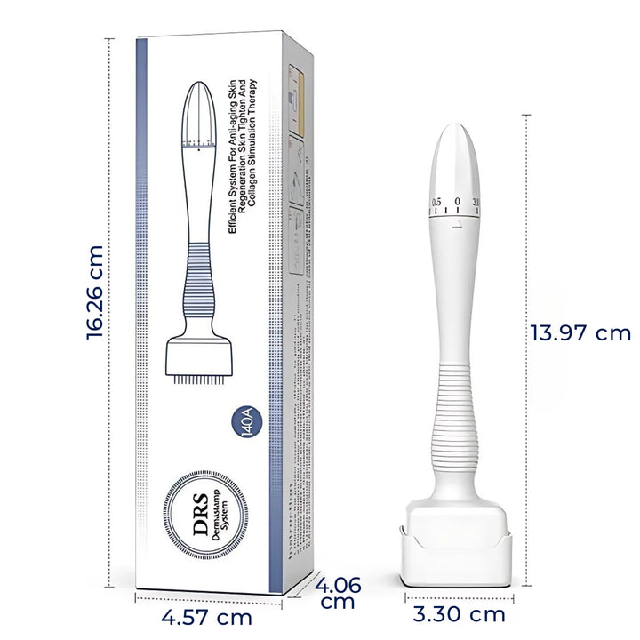 RevitaGlow | Microneedling Derma Stamp – Adjustable Depth – 140 Needles – Skin & Hair Rejuvenation Bowlift