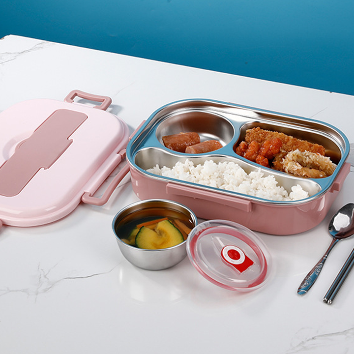 Stainless steel thermobox - Stainless steel interior - 3 or 4 compartments with soup bowl - Wall clock | Bowlift