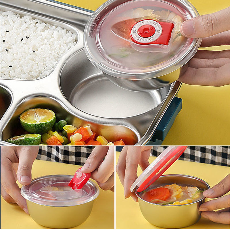 Stainless steel thermobox - Stainless steel interior - 3 or 4 compartments with soup bowl - Wall clock | Bowlift