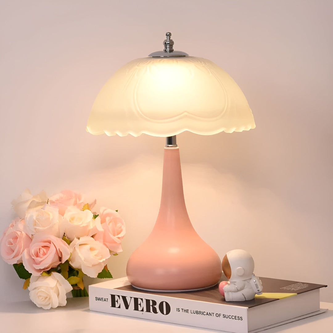 BowLift | Eleganza Luxe Table Lamp – Timeless Mushroom Shape with LED Dimming Function in Soft Colors