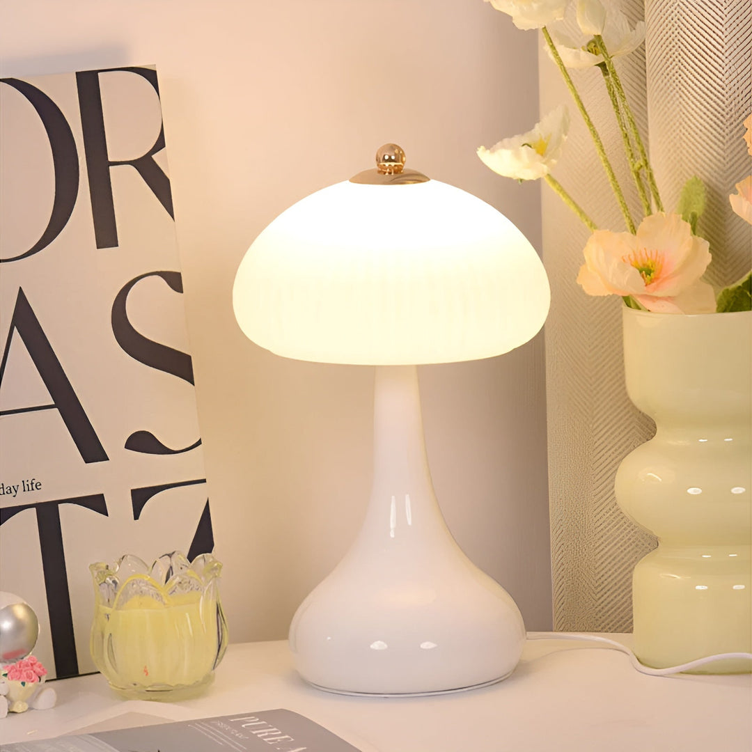 BowLift | Eleganza Luxe Table Lamp – Timeless Mushroom Shape with LED Dimming Function in Soft Colors