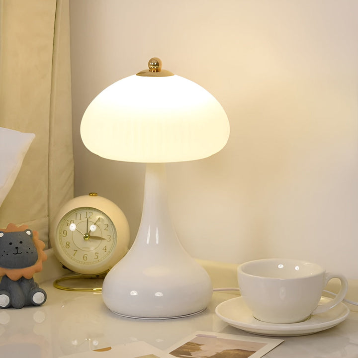 BowLift | Eleganza Luxe Table Lamp – Timeless Mushroom Shape with LED Dimming Function in Soft Colors