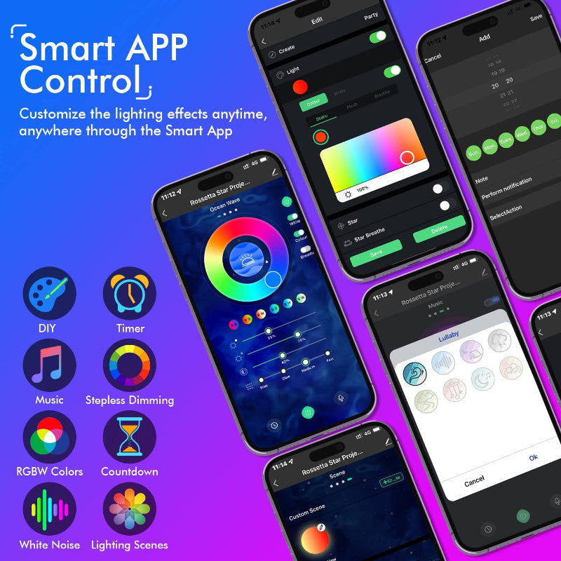 BowLift | Star Projector, Galaxy Projector for Bedroom, Remote Control & White Noise Bluetooth Speaker