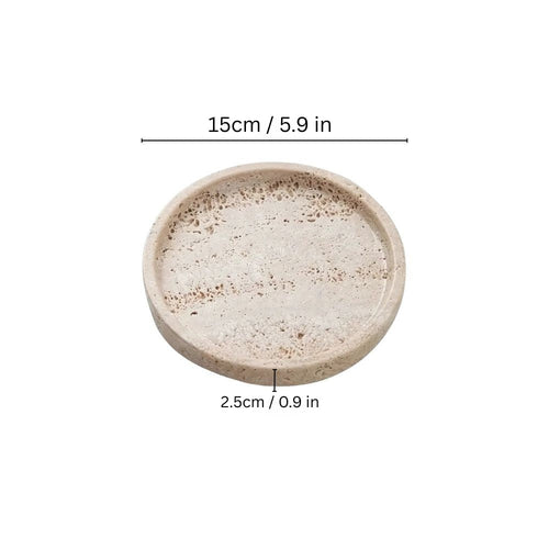 BowLift | Round Travertine Stone Tray