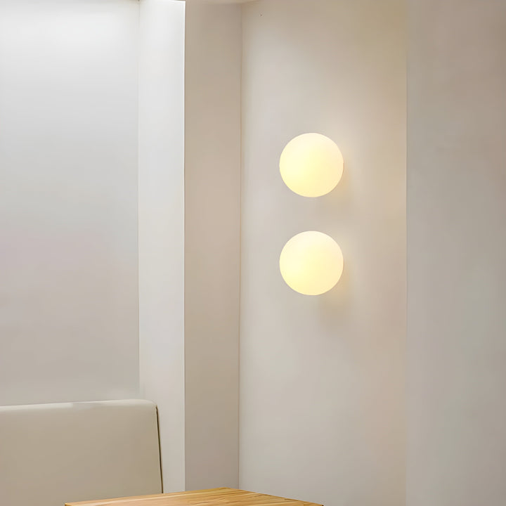 GlasAura Wall Lamp with Matte Glass Ball and Metal Base | Bowlift