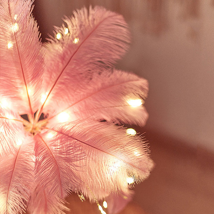 BowLift | Ostrich Night lamp | Eccentric lamp with feathers & rose gold base