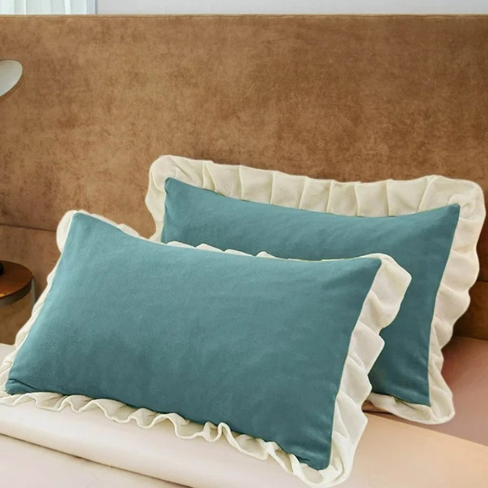 BowLift | Velvet Ruffle Edge Pastel Pillow Cover