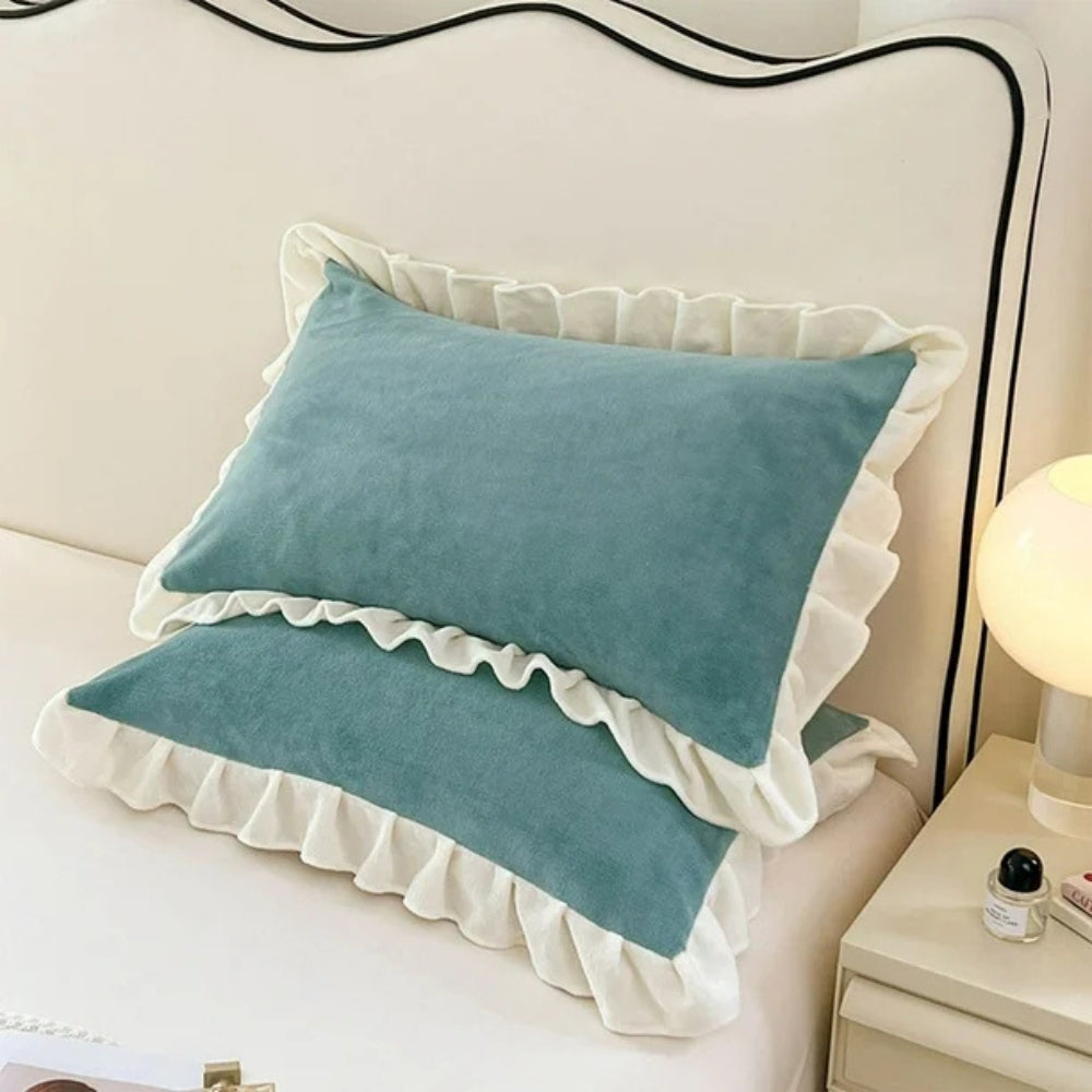 BowLift | Velvet Ruffle Edge Pastel Pillow Cover
