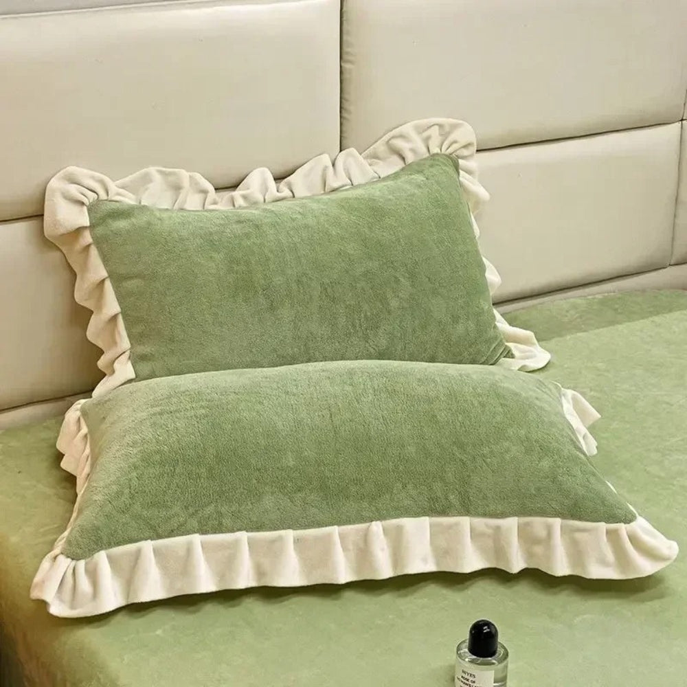BowLift | Velvet Ruffle Edge Pastel Pillow Cover