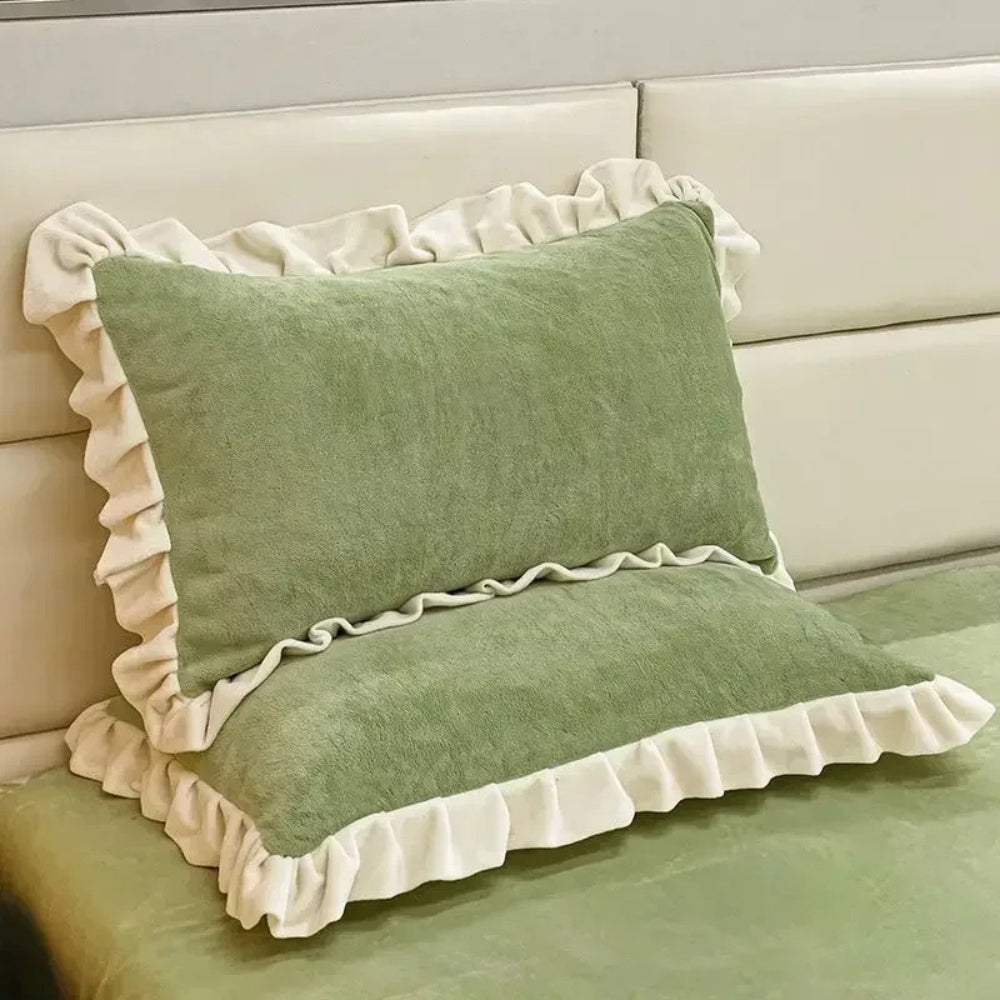 BowLift | Velvet Ruffle Edge Pastel Pillow Cover