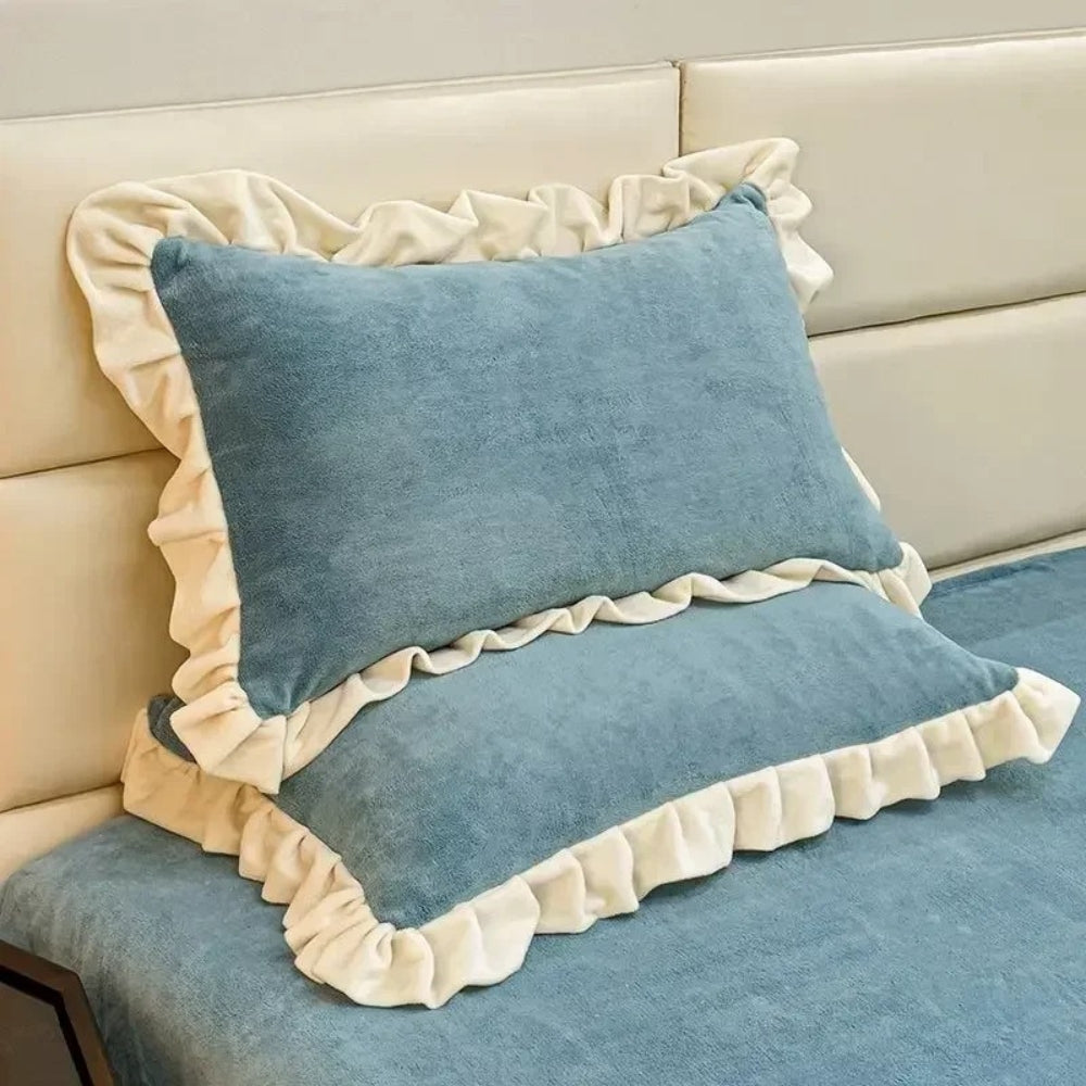 BowLift | Velvet Ruffle Edge Pastel Pillow Cover