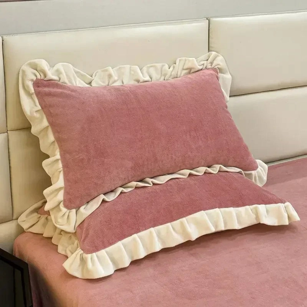BowLift | Velvet Ruffle Edge Pastel Pillow Cover