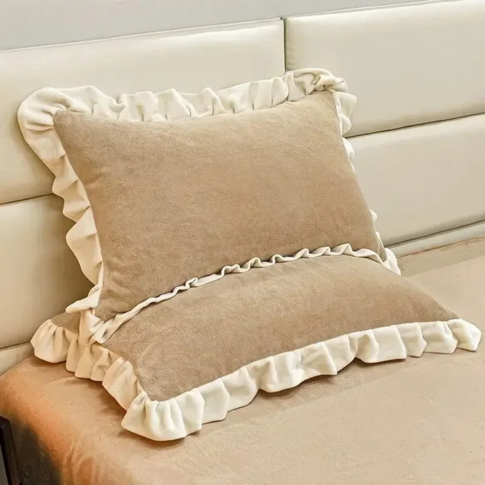 BowLift | Velvet Ruffle Edge Pastel Pillow Cover