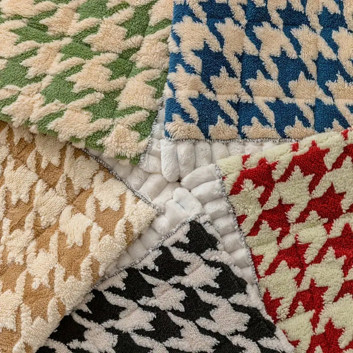 BowLift | Colourful Plush Houndstooth Sofa Cover and Cushion Cover