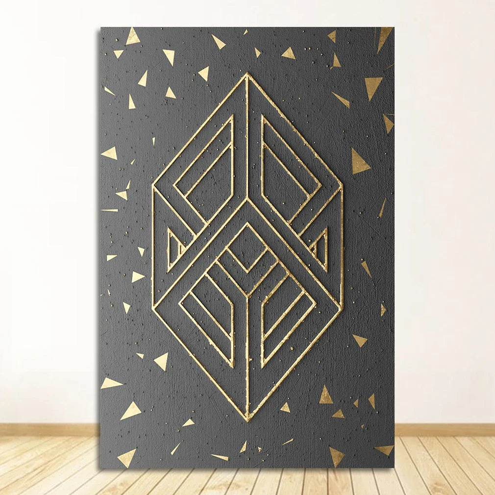 Rustic Golden Grey Black Abstract Wall Art Fine Art Canvas Prints Posters Pictures For Living Room Dining Room Art For Contemporary Interiors | Bowlift