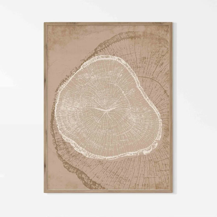 Rustic Tree Rings Abstract Nordic Wall Art Fine Art Canvas Prints Neutral Tones Beige/Gray/Black Wood Pictures For Living Room Dining Room Art Decor | Bowlift