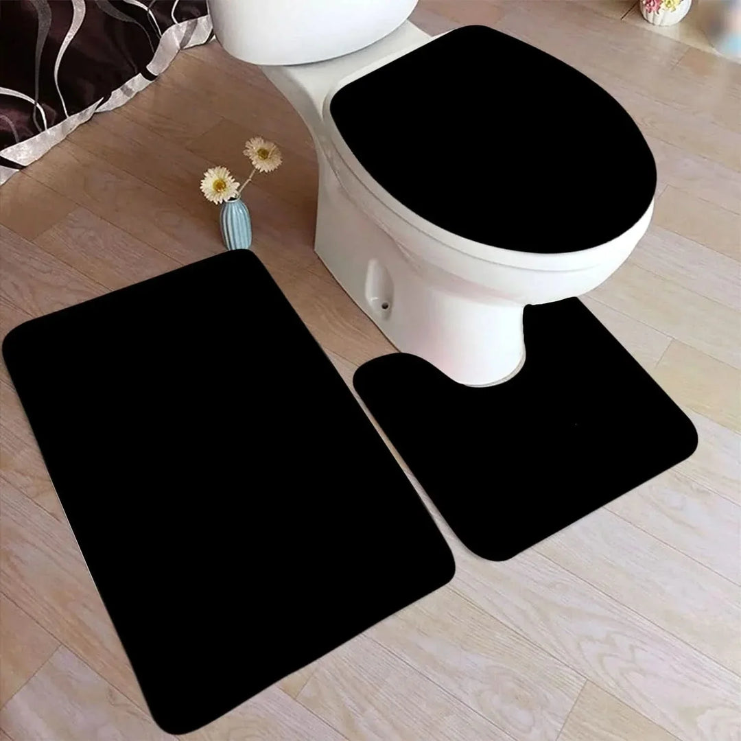 BowLift | 3-piece bath rug set made of flannel with non-slip backing