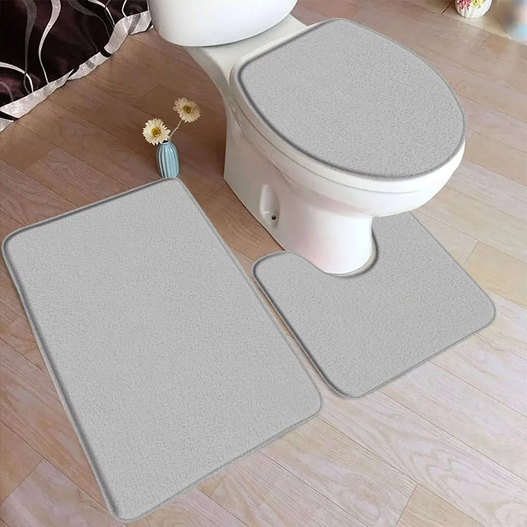BowLift | 3-piece bath rug set made of flannel with non-slip backing