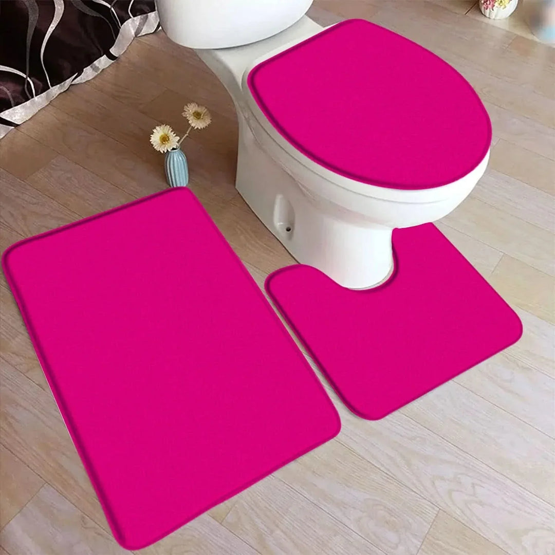BowLift | 3-piece bath rug set made of flannel with non-slip backing