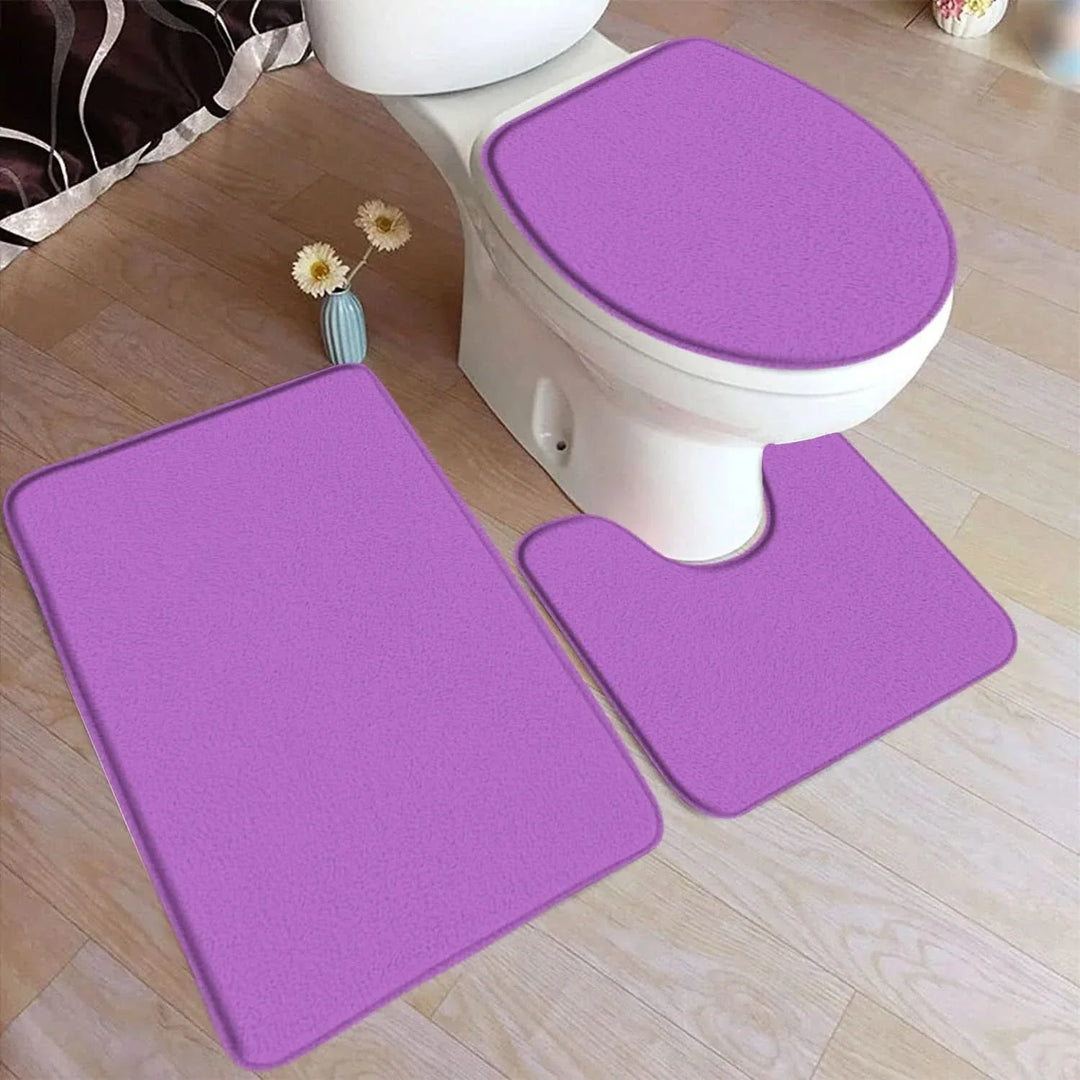 BowLift | 3-piece bath rug set made of flannel with non-slip backing
