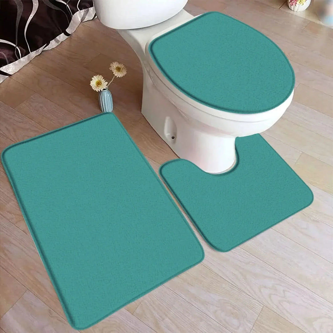 BowLift | 3-piece bath rug set made of flannel with non-slip backing