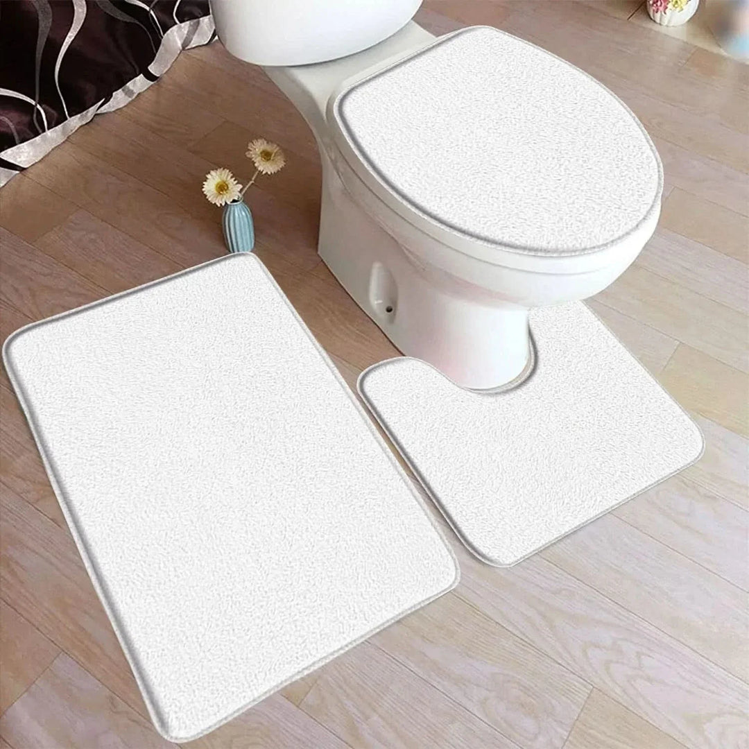 BowLift | 3-piece bath rug set made of flannel with non-slip backing