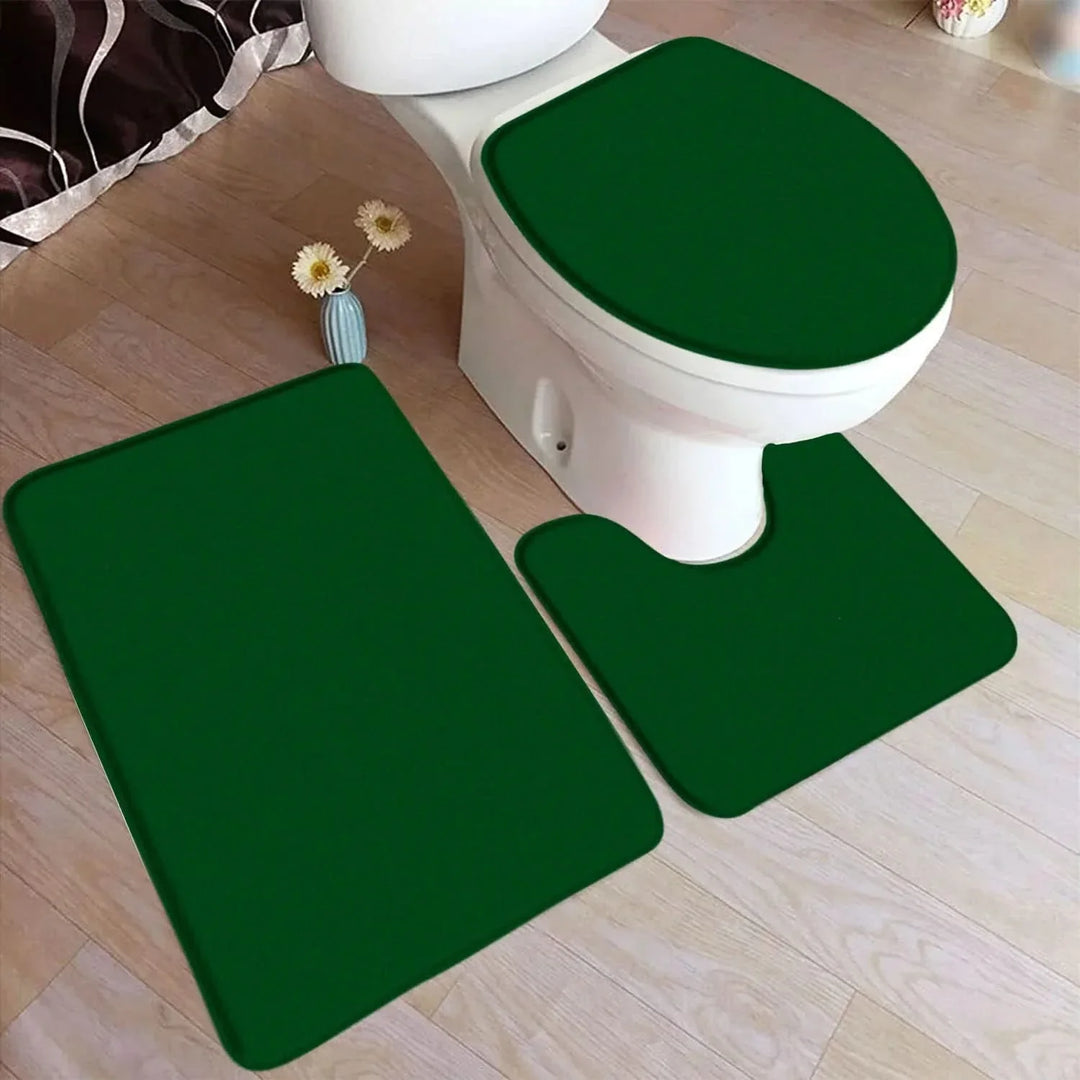 BowLift | 3-piece bath rug set made of flannel with non-slip backing