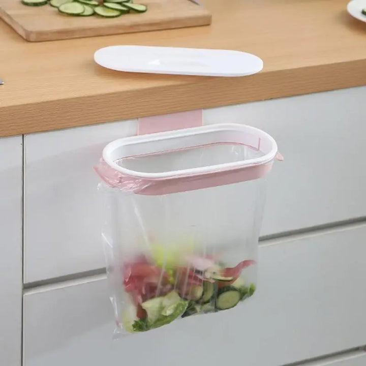 BowLift | Trash Bag Holder Cleanuvo ClipBin | With Lid & Ring Holder | For Hanging on Cabinet Doors | Reusable & Washable