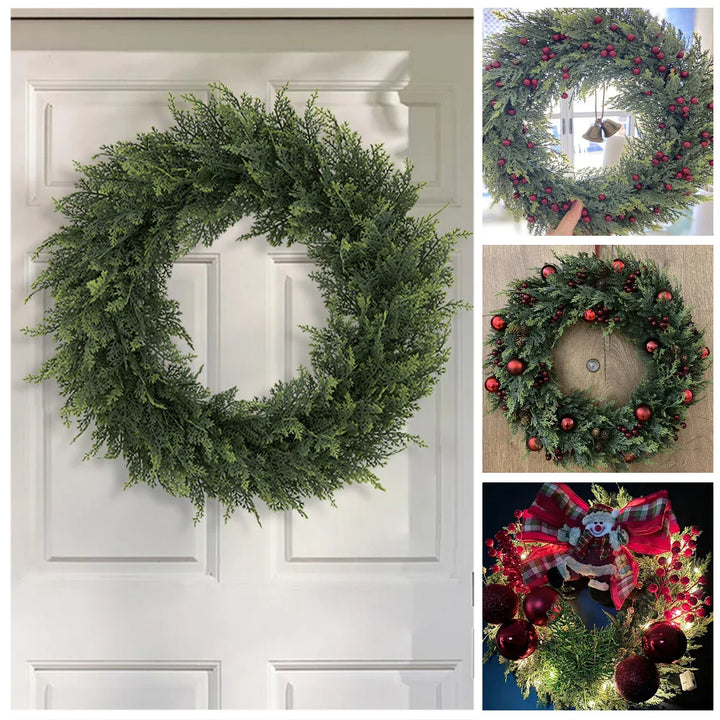 BowLift | Verdania | Artificial Cedar Wreath | Evergreen | 30 cm Ø | Low Maintenance Decor for Home & Garden