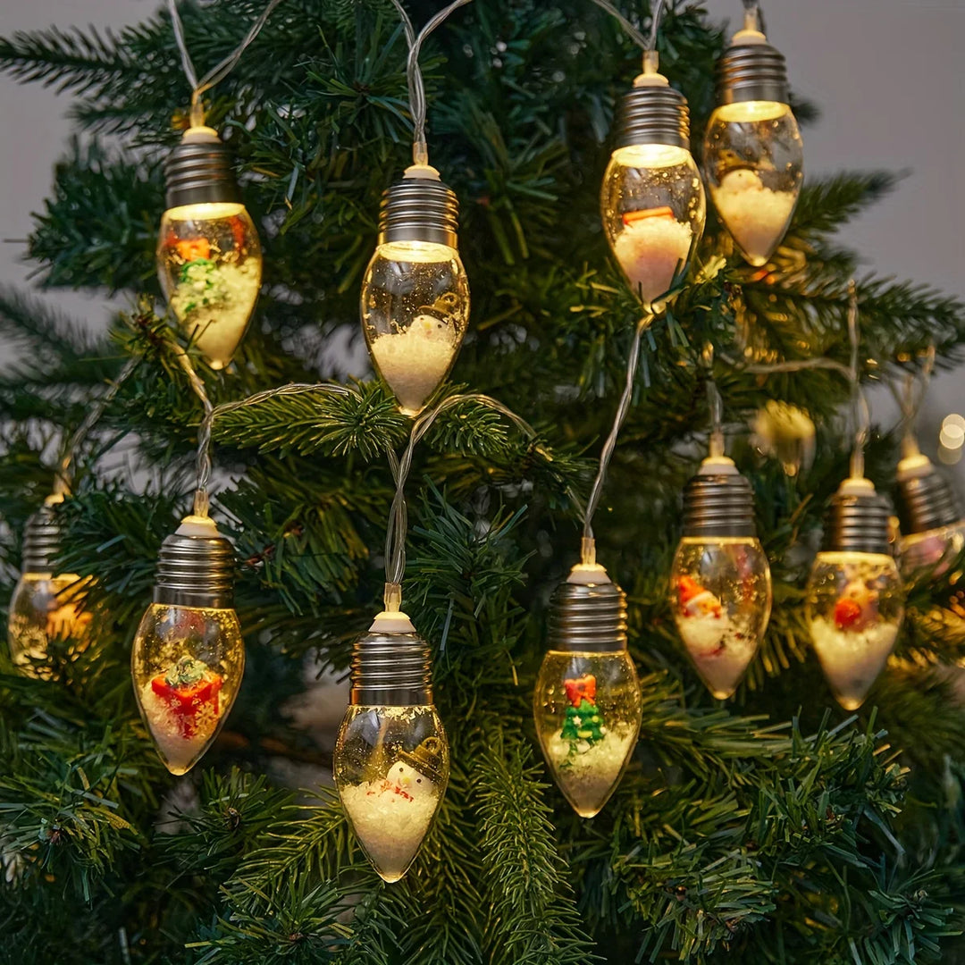 BowLift | LED Snowball String Lights “FrostyGlow” | 2 m | 10 LEDs | Battery operated | Christmas & New Year's decoration